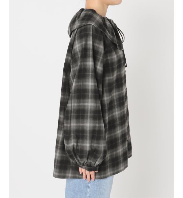 IENA「《追加2》BLACK フリルチェックブラウス」|シャツ・ブラウス|