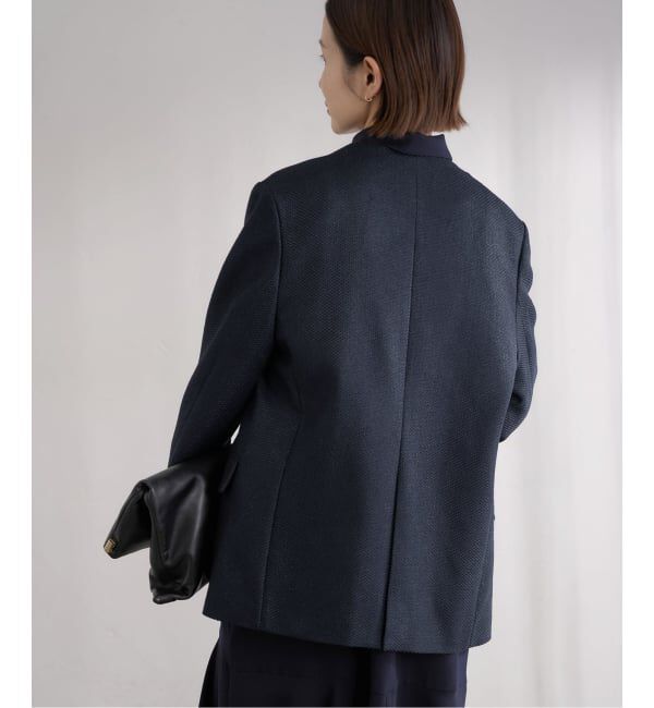 IENA「&NAVY ツィーディーダブルジャケット」|ノーカラージャケット|