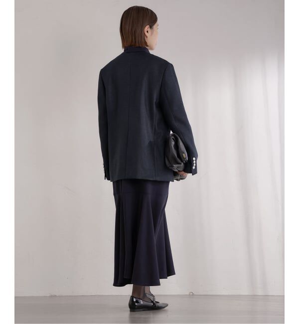 IENA「&NAVY ツィーディーダブルジャケット」|ノーカラージャケット|