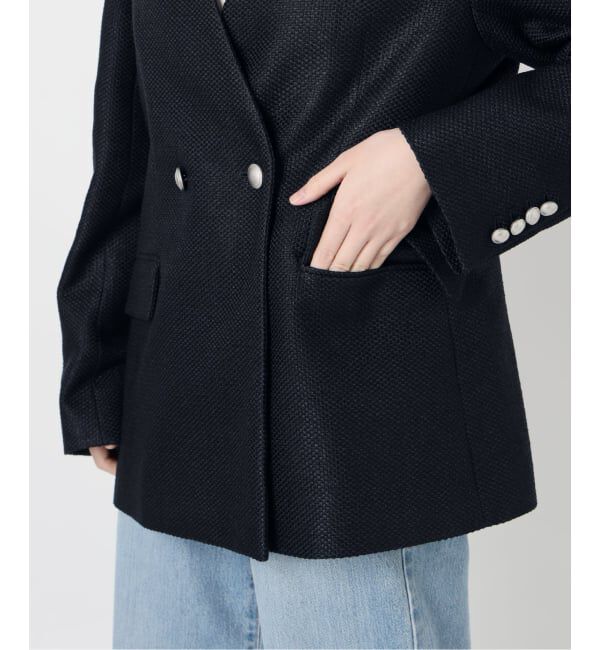 IENA「&NAVY ツィーディーダブルジャケット」|ノーカラージャケット|