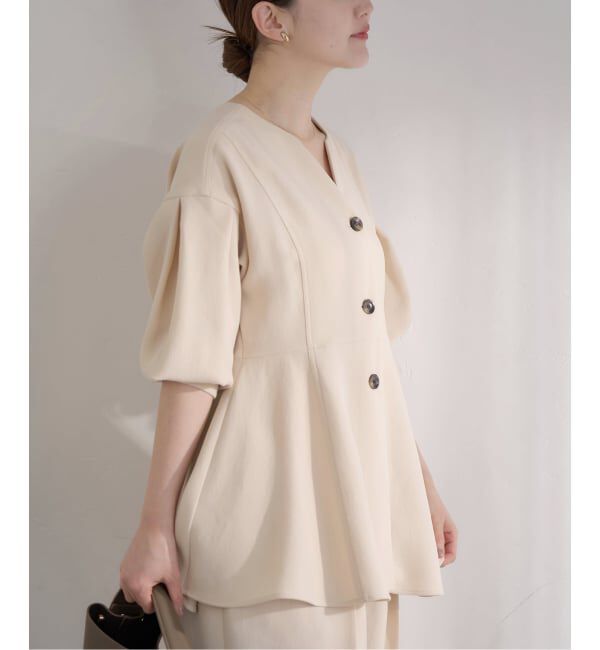 IENA「&NAVY ジョーゼットペプラムブラウス」|シャツ・ブラウス|ベージュ