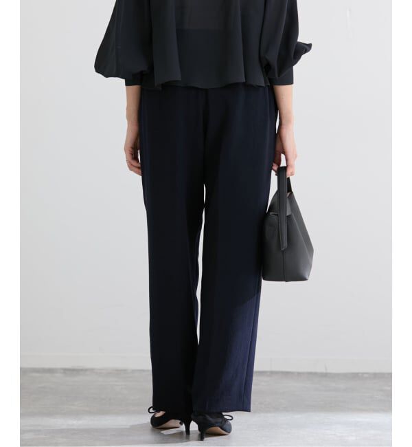 IENA「&NAVY ジョーゼットサイドゴムタックパンツ」|スラックス|