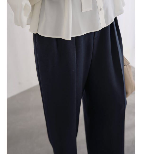 IENA「&NAVY ジョーゼットサイドゴムタックパンツ」|スラックス|