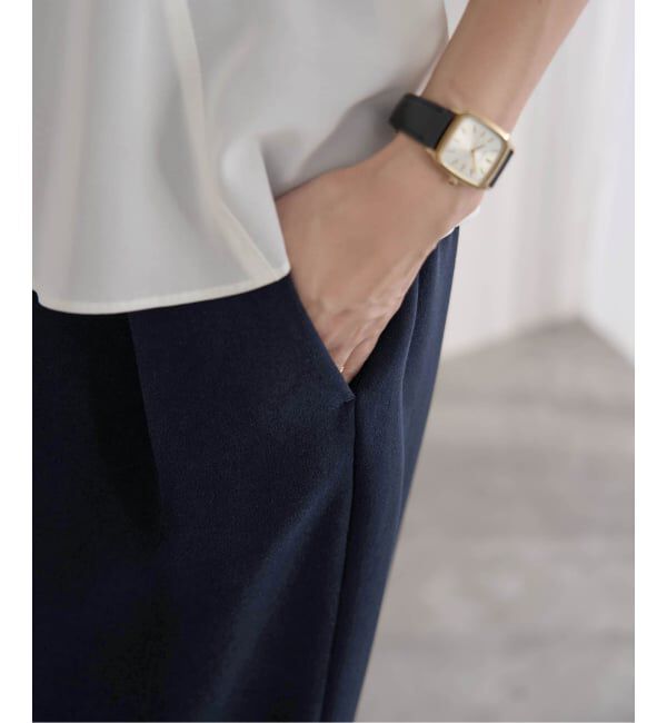 IENA「&NAVY ジョーゼットサイドゴムタックパンツ」|スラックス|