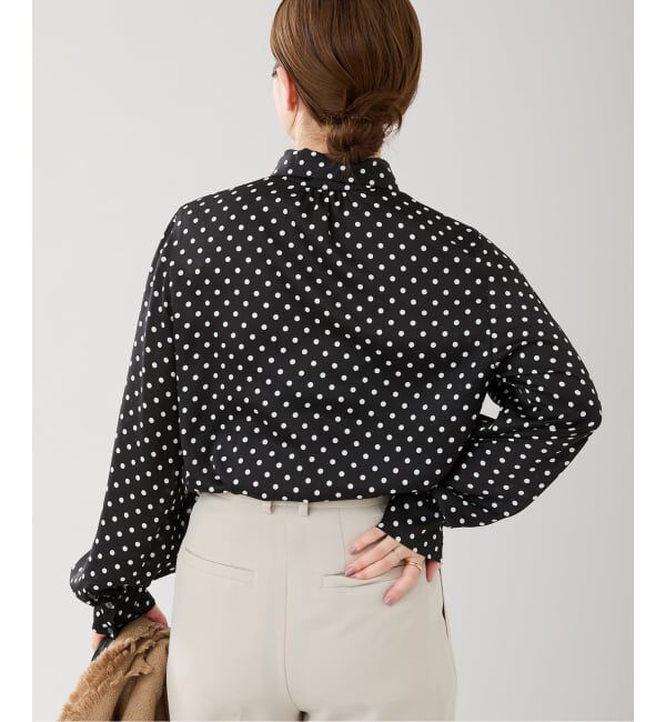 IENA「《WEB限定/追加4予約》サテンドットタイ付ブラウス」|シャツ・ブラウス|