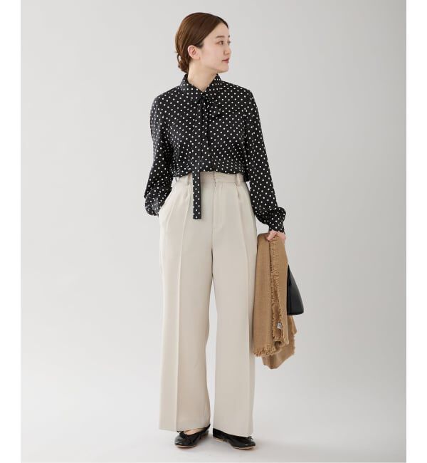 IENA「《WEB限定/追加4予約》サテンドットタイ付ブラウス」|シャツ・ブラウス|