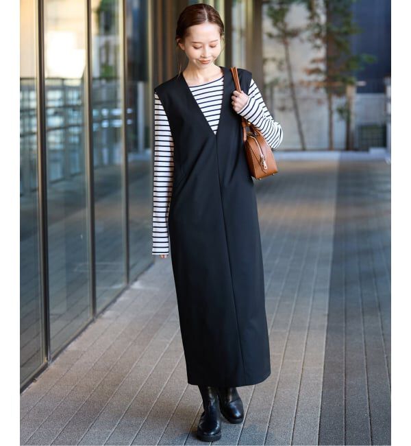 SLOBE IENA「《WEB限定/追加》TR Vネックジャンパースカート」|ワンピース|