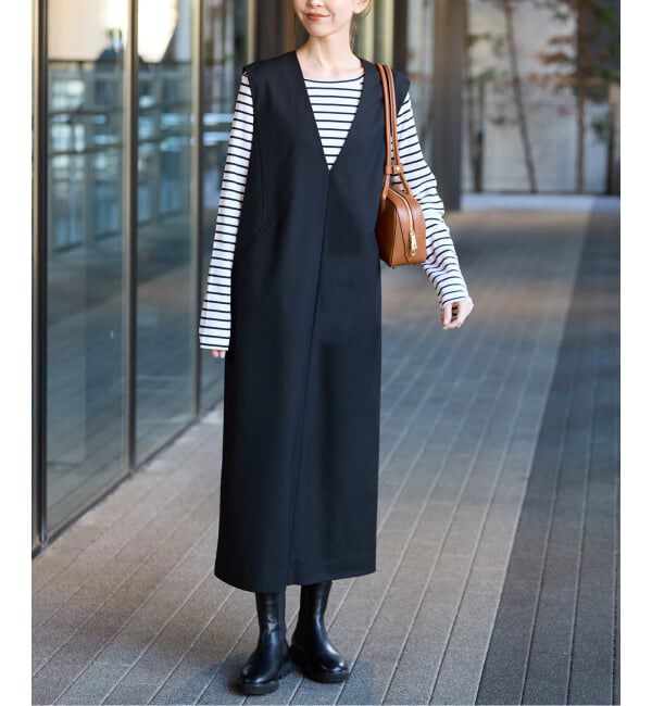 SLOBE IENA「《WEB限定/追加》TR Vネックジャンパースカート」|ワンピース|