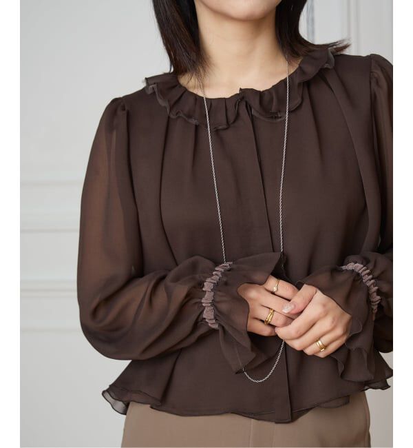 IENA LA BOUCLE「IENA LA BOUCLE ジョーゼットフリル襟ブラウス」|シャツ・ブラウス|