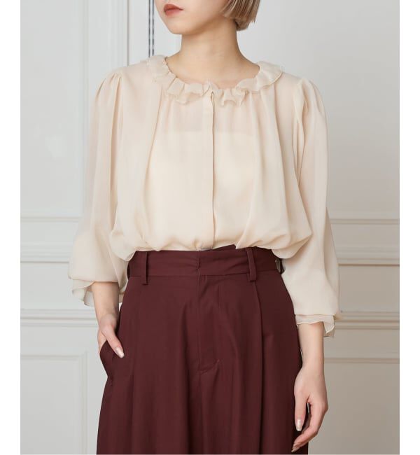 IENA LA BOUCLE「IENA LA BOUCLE ジョーゼットフリル襟ブラウス」|シャツ・ブラウス|