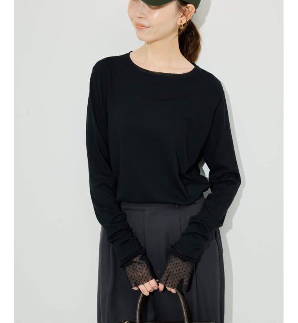 SLOBE IENA「《WEB限定/追加》レイヤードフロッキードットスリーブロンTEE」|Tシャツ・カットソー|