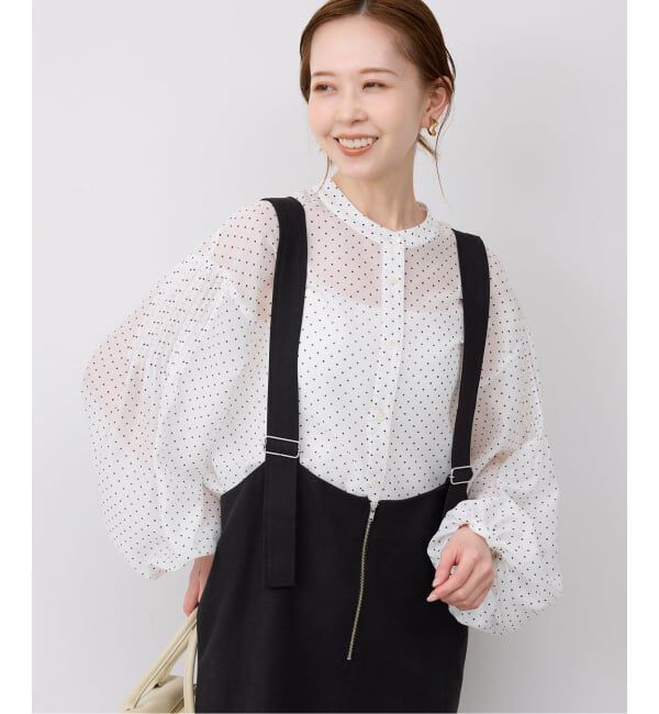 SLOBE IENA「《予約》ドットピンタックバルーンスリーブブラウス」|シャツ・ブラウス|
