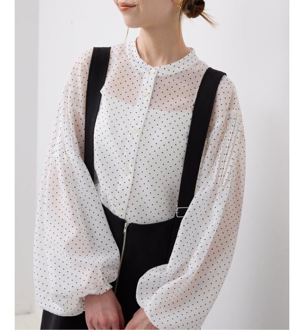 SLOBE IENA「《予約》ドットピンタックバルーンスリーブブラウス」|シャツ・ブラウス|