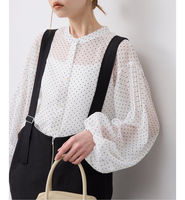 SLOBE IENA「《予約》ドットピンタックバルーンスリーブブラウス」|シャツ・ブラウス|