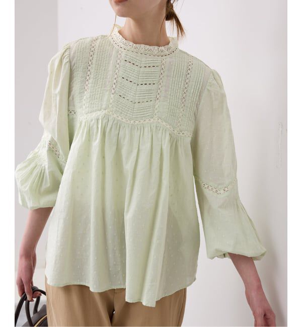SLOBE IENA「《予約》マニーレースブラウス」|シャツ・ブラウス|グリーン