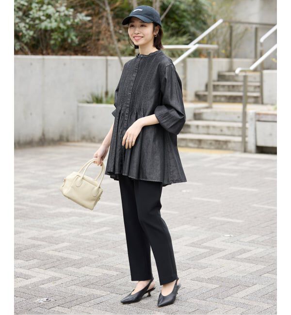 SLOBE IENA「《WEB限定/追加予約》LEDENIM ボサム ペプラムデニムブラウス」|シャツ・ブラウス|