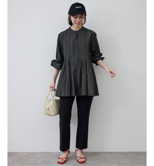 SLOBE IENA「《WEB限定/追加予約》LEDENIM ボサム ペプラムデニムブラウス」|シャツ・ブラウス|