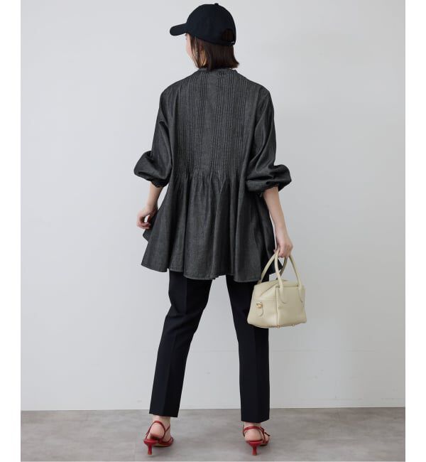 SLOBE IENA「《WEB限定/追加予約》LEDENIM ボサム ペプラムデニムブラウス」|シャツ・ブラウス|
