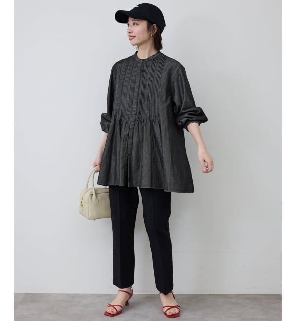 SLOBE IENA「《WEB限定/追加予約》LEDENIM ボサム ペプラムデニムブラウス」|シャツ・ブラウス|