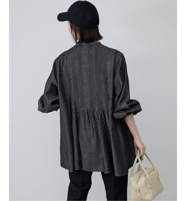 SLOBE IENA「《WEB限定/追加予約》LEDENIM ボサム ペプラムデニムブラウス」|シャツ・ブラウス|