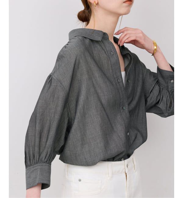 SLOBE IENA「《予約》2.3ozデニムシャツブラウス」|シャツ・ブラウス|ブラック