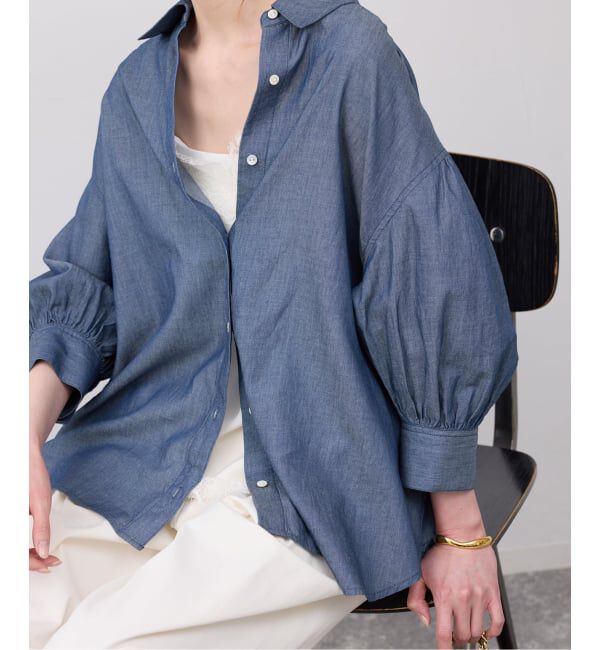 SLOBE IENA「《予約》2.3ozデニムシャツブラウス」|シャツ・ブラウス|ブルー A