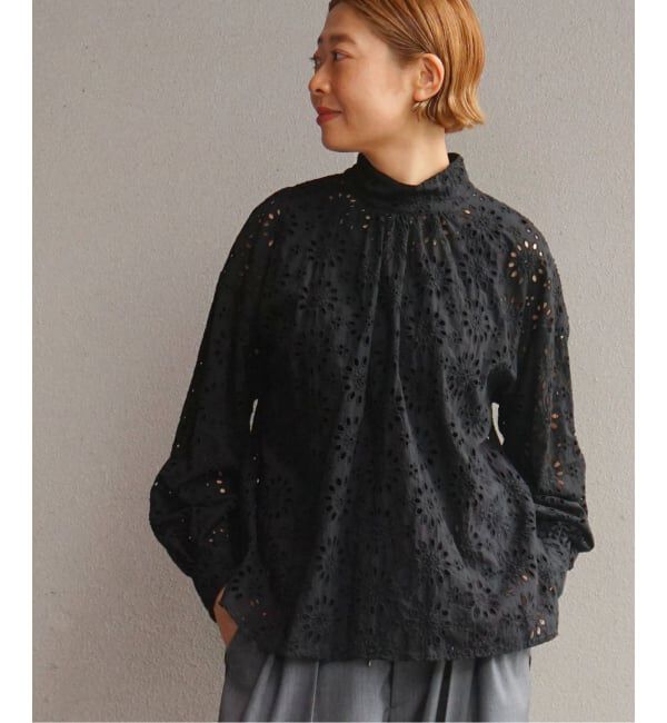 journal standard luxe「ローンレース ハイネックパフブラウス」|シャツ・ブラウス|ブラック