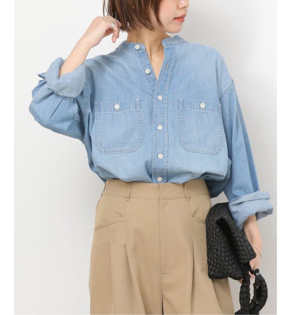 JOURNAL STANDARD relume「デニムバンドカラーシャツ」|シャツ・ブラウス|ブルー A