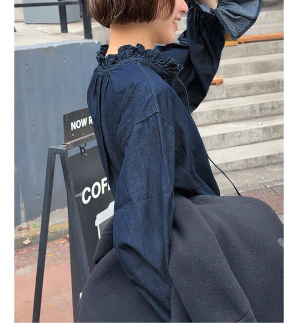 JOURNAL STANDARD relume「《追加予約》ライトデニムスタンドカラーブラウス」|シャツ・ブラウス|