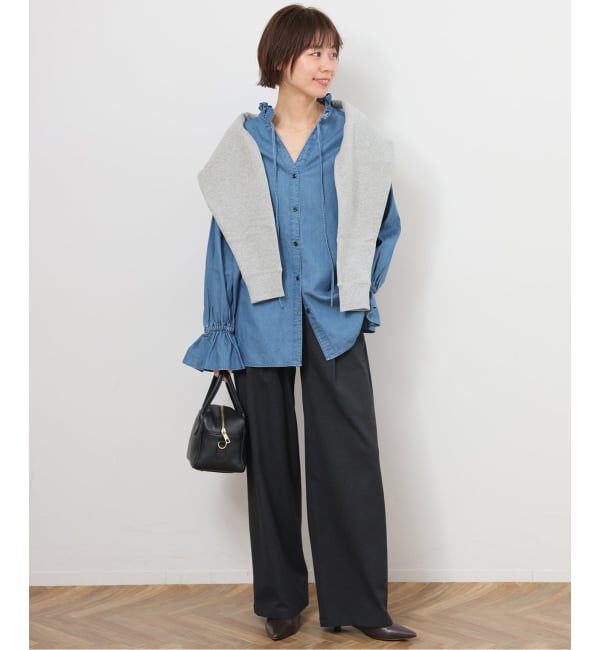 JOURNAL STANDARD relume「《追加予約》ライトデニムスタンドカラーブラウス」|シャツ・ブラウス|