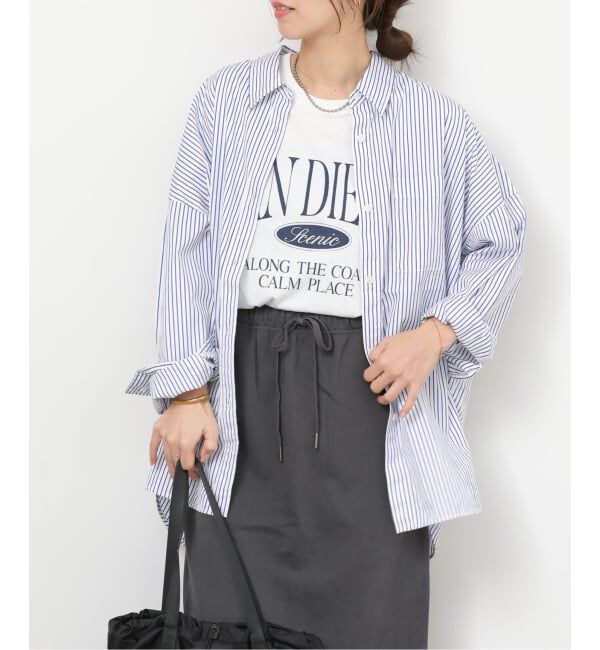 JOURNAL STANDARD relume「《予約》コンパクトコットンストライプビッグシャツ」|シャツ・ブラウス|