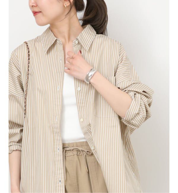 JOURNAL STANDARD relume「《予約》コンパクトコットンストライプビッグシャツ」|シャツ・ブラウス|ベージュ A