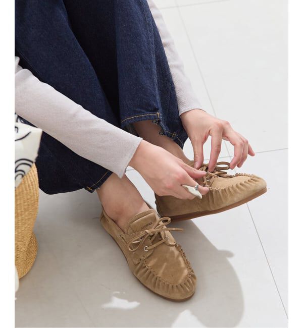 journal standard L'essage「【ALOHAS/アロハス】Rowan Suede Beige Leather Loafers：ローファー」|ローファー|