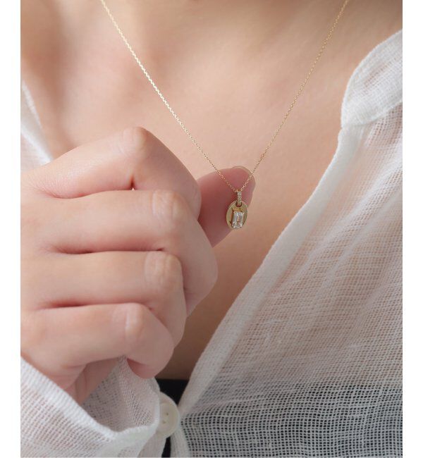 Lilas by Spick&Span「メレダイヤバチカンホワイトトパーズ45cmネックレス K10」|ネックレス|