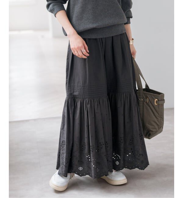 Spick and Span「《追加》エンブロイダリーレーススカート」|スカート|