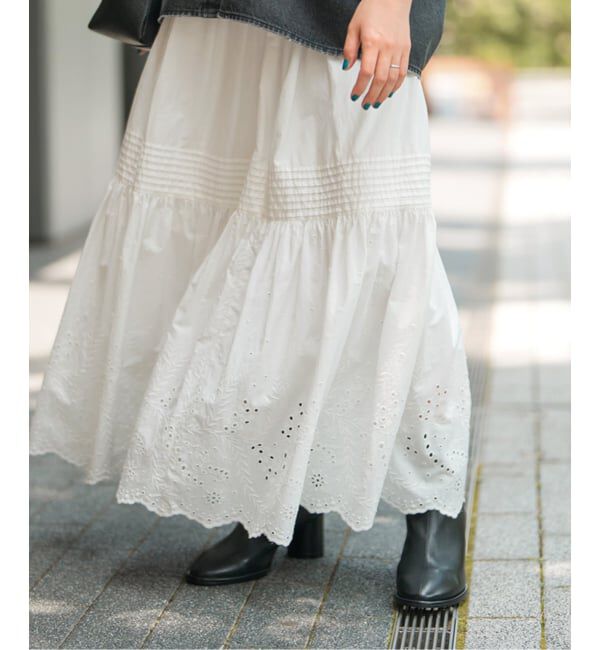 Spick and Span「《追加》エンブロイダリーレーススカート」|スカート|