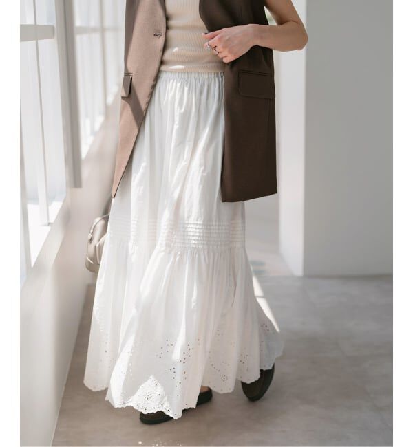 Spick and Span「《追加》エンブロイダリーレーススカート」|スカート|