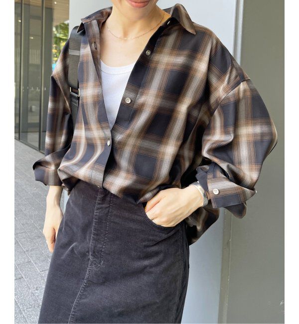 Spick and Span「《追加》メタルボタンTRチェックルーズシャツ」|シャツ・ブラウス|