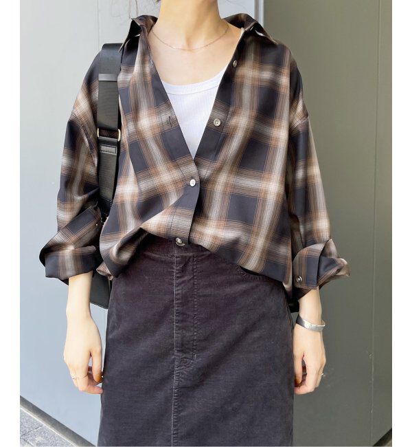 Spick and Span「《追加》メタルボタンTRチェックルーズシャツ」|シャツ・ブラウス|