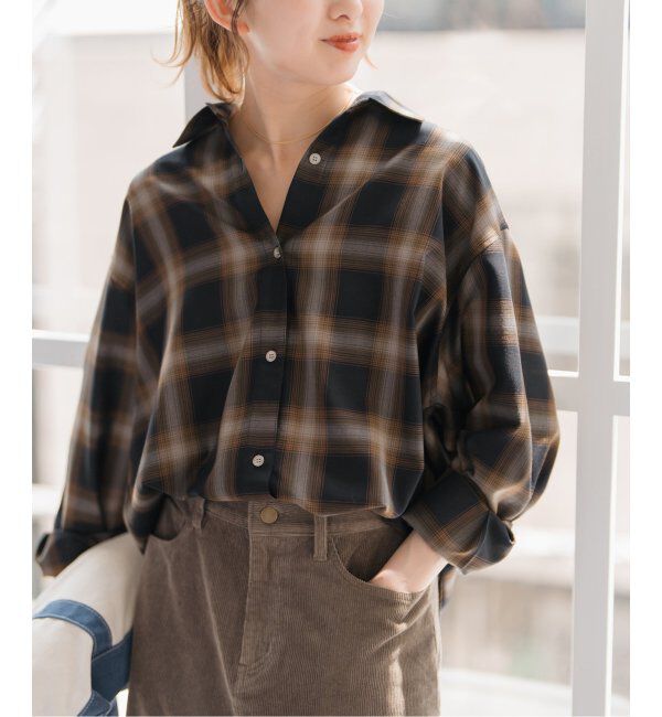 Spick and Span「《追加》メタルボタンTRチェックルーズシャツ」|シャツ・ブラウス|