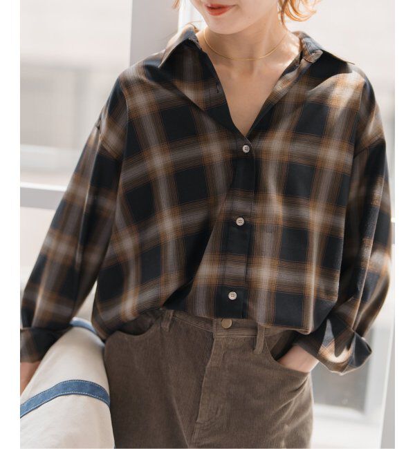 Spick and Span「《追加》メタルボタンTRチェックルーズシャツ」|シャツ・ブラウス|