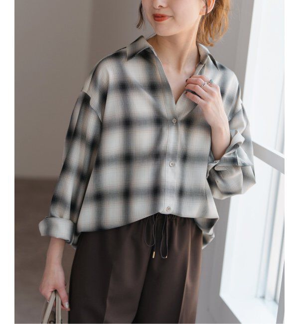 Spick and Span「《追加》メタルボタンTRチェックルーズシャツ」|シャツ・ブラウス|