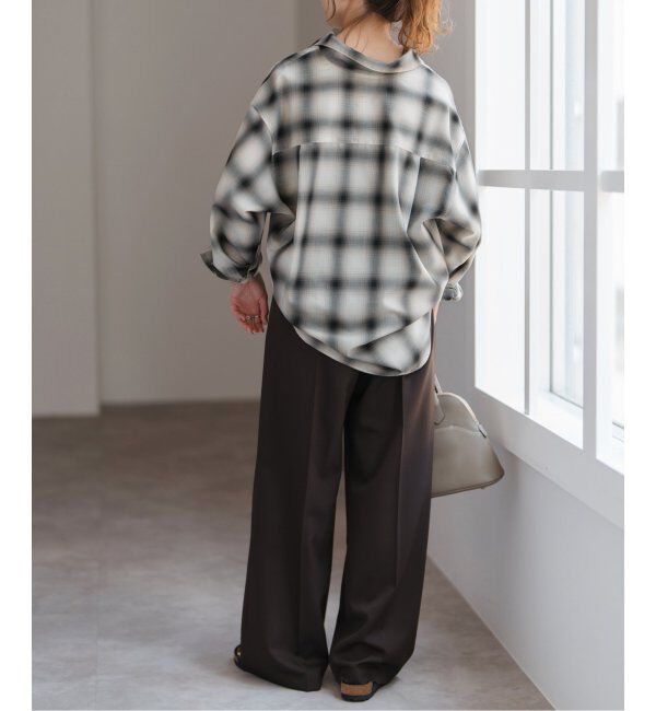 Spick and Span「《追加》メタルボタンTRチェックルーズシャツ」|シャツ・ブラウス|