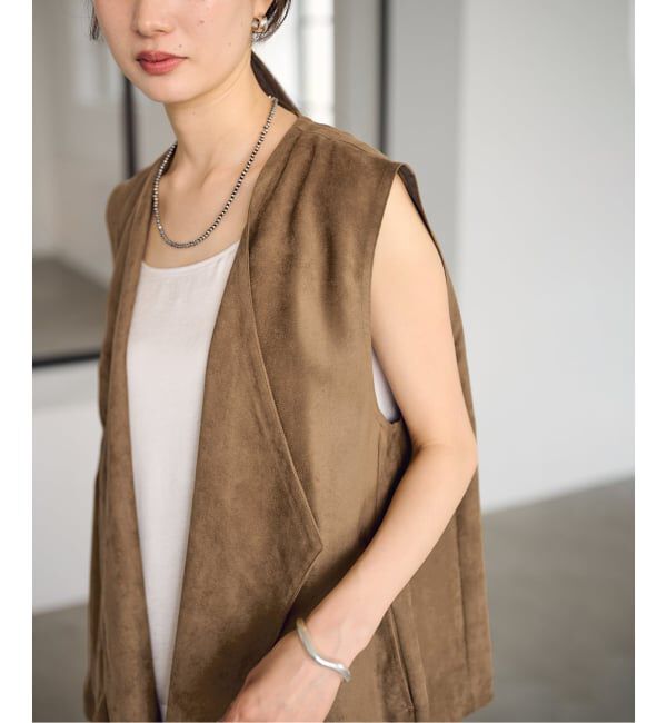 FRAMeWORK「フェイクスエードドレープジレ」|ダウンベスト・ベスト|ベージュ