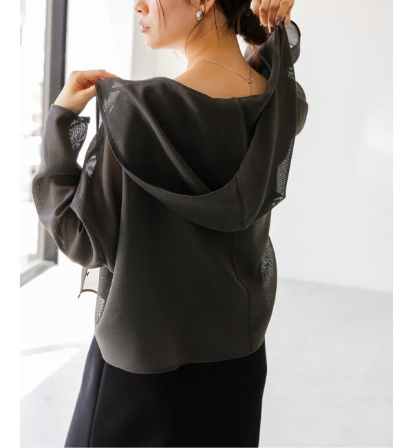 NOBLE「《追加》ブリーズメッシュショートフードブラウス」|シャツ・ブラウス|