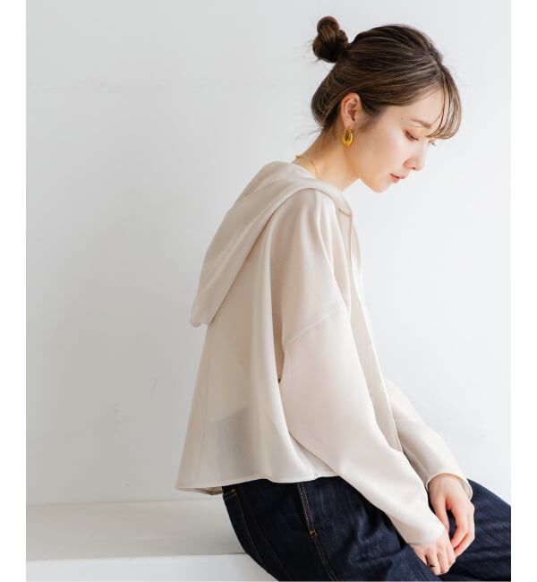 NOBLE「《追加》ブリーズメッシュショートフードブラウス」|シャツ・ブラウス|