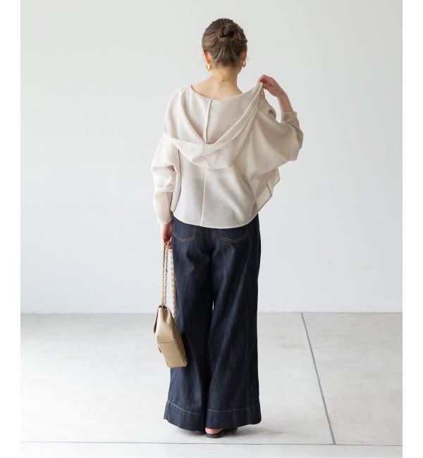 NOBLE「《追加》ブリーズメッシュショートフードブラウス」|シャツ・ブラウス|