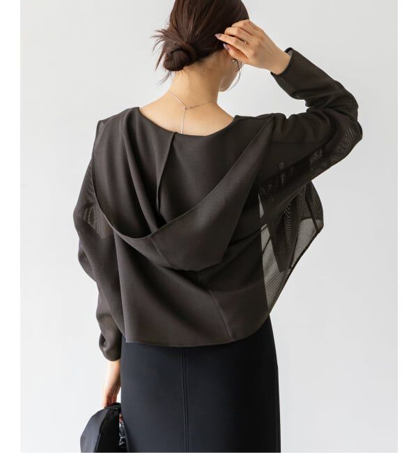 NOBLE「《追加》ブリーズメッシュショートフードブラウス」|シャツ・ブラウス|