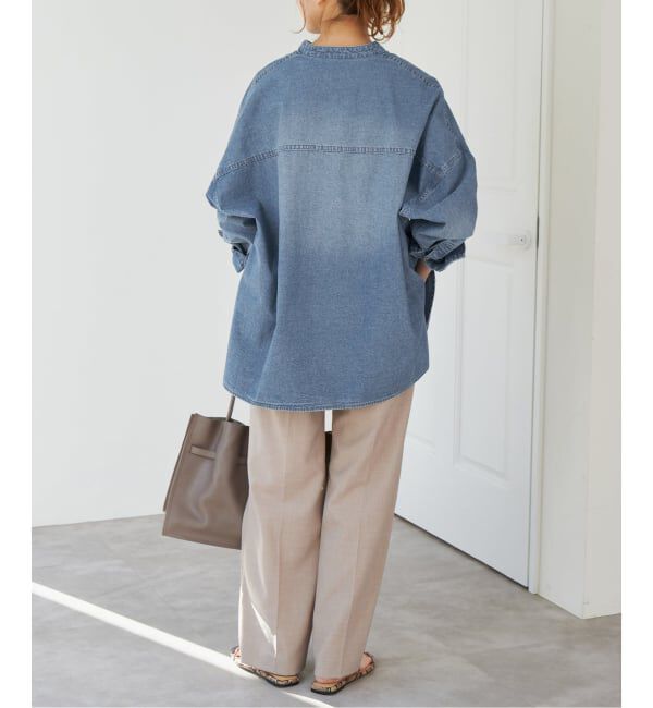 Spick and Span「《追加》バンドカラーボックスダンガリーシャツ」|シャツ・ブラウス|