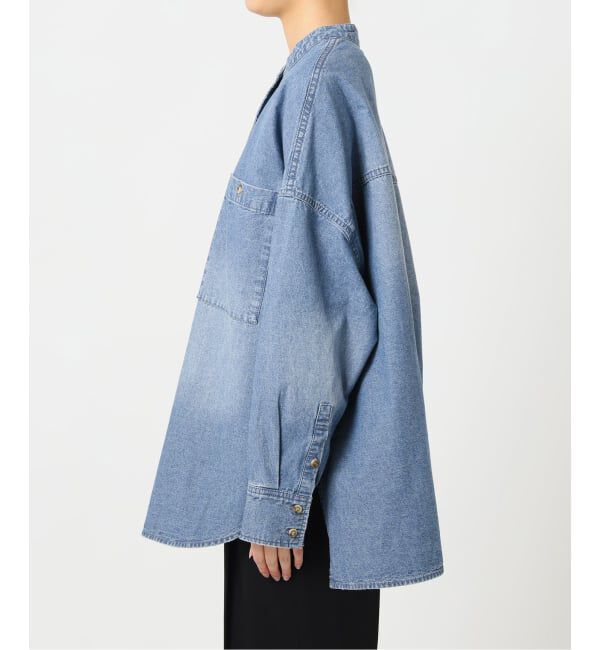 Spick and Span「《追加》バンドカラーボックスダンガリーシャツ」|シャツ・ブラウス|